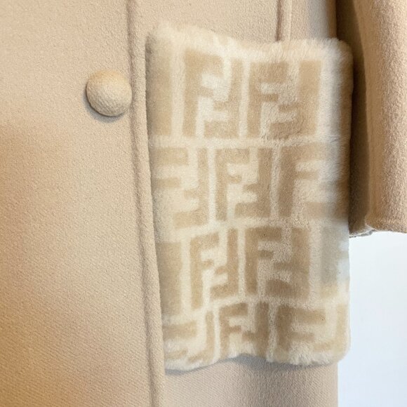Authentic FENDI light beige wool coat 36 - Picture 4 of 12
